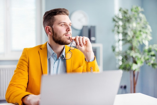 Thoughtful man thinking of new project