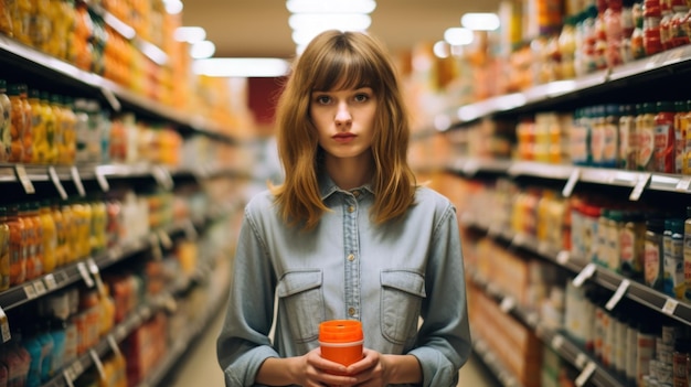 Thoughtful Shopper in the Grocery Aisle