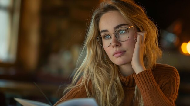 Photo a thoughtful young woman reading