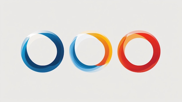 Photo three abstract circular logos blue red and orange