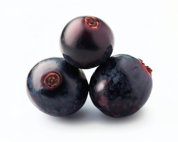 Three of acai berries on white background