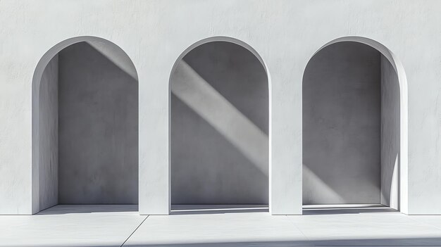 Photo three arched doorways in a white wall