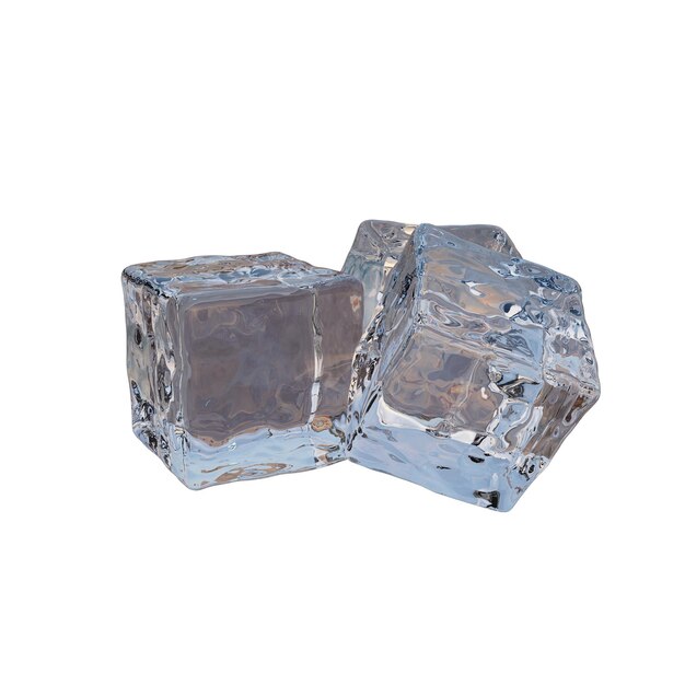 Three artificial ice cubes 3d render