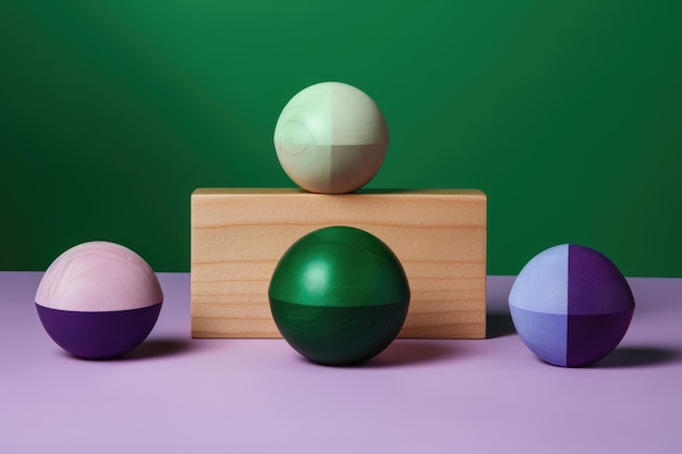 Three balls are stacked on top of each other, one of which is purple, one of which is purple.