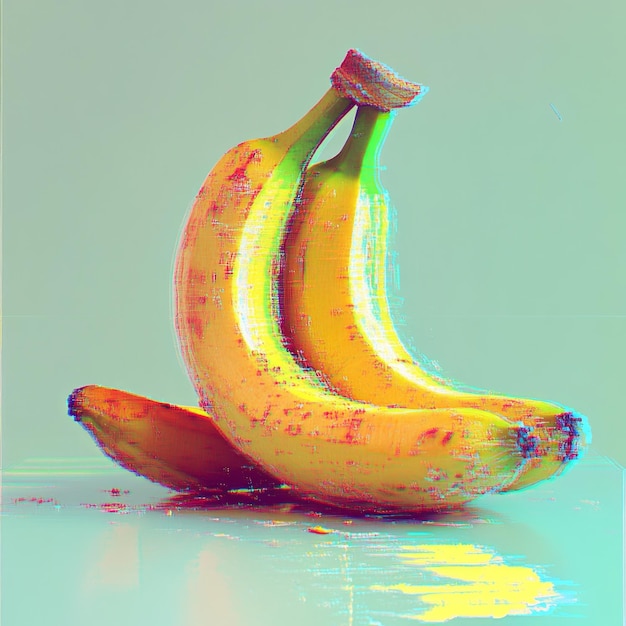 Photo three bananas with a glitch effect