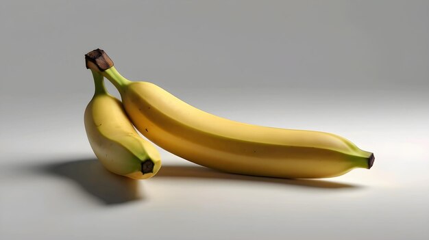 three bananas with the top half of them that are yellow