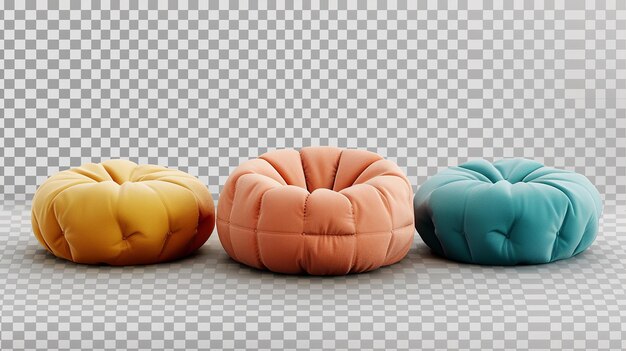 Photo three beanie pillows are lined up on a gray surface