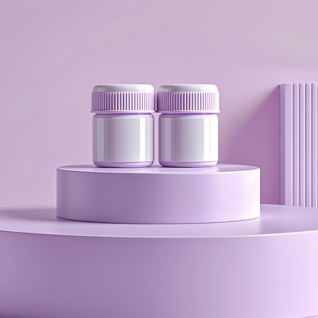 three bottles of medicine on a shelf with the purple background