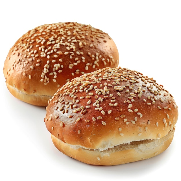 three buns with sesame seeds on them one has sesame seeds on the top