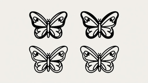 three butterflies with white wings and black markings