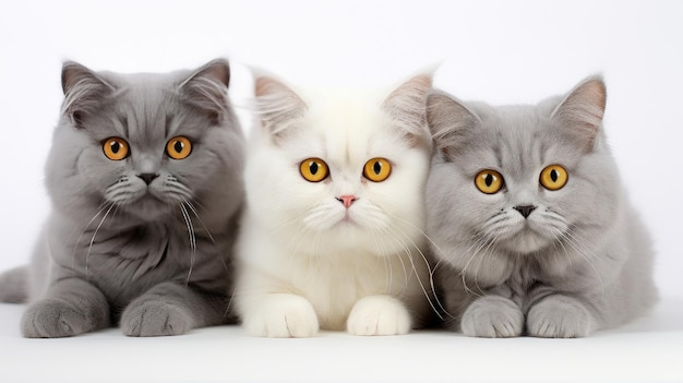 three cats looking at the camera