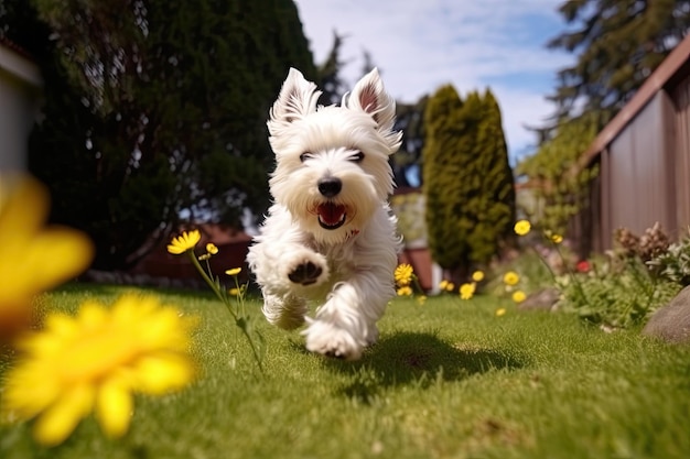 Three Chihuahua running on the garden