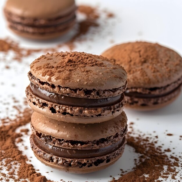 three chocolate cookies with chocolate on top of them one of which has chocolate on the top