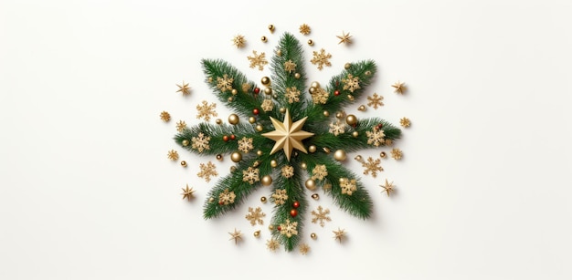 Three CHRISTMAS wreaths on a white background snowflakes from Christmas tree branches wreath created with Generative AI technology