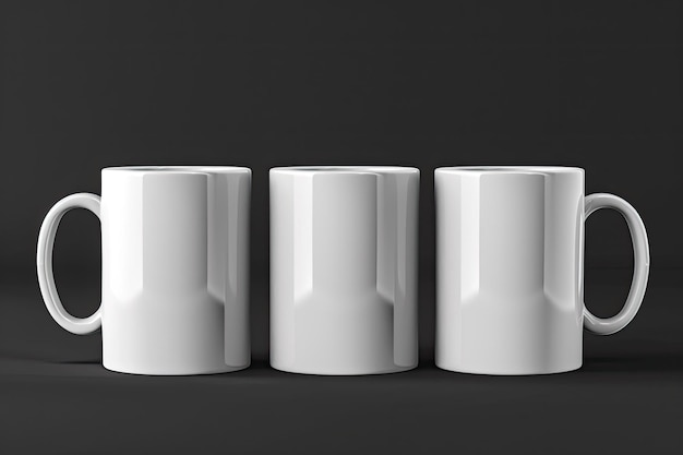 Photo three coffee mugs mockup for design purposes