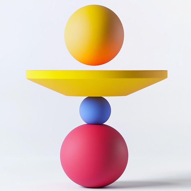 three colorful balls are placed on top of each other