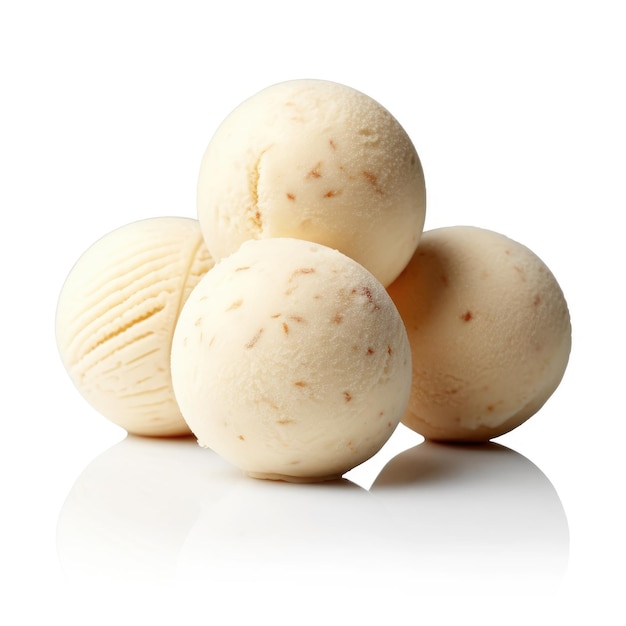 Three Colorful Ice Cream Balls on White Background