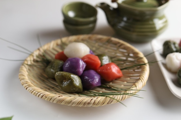 Three colours of Korean food Songpyeon, Honey-filled Rice Cake. Korean Traditional Food