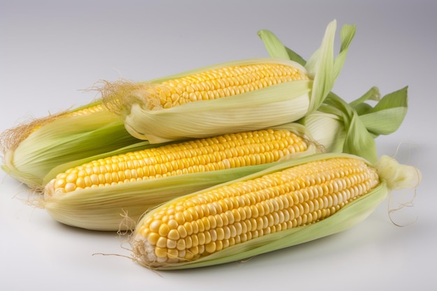 Three corn on a white background