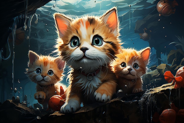 three cute kitten Ai generated