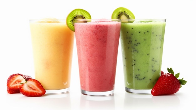 Three different fruit smoothies