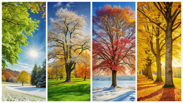 three different pictures of trees with the same color as the bottom right