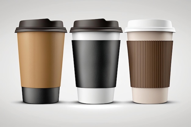 Three different styles of coffee cups Generative AI