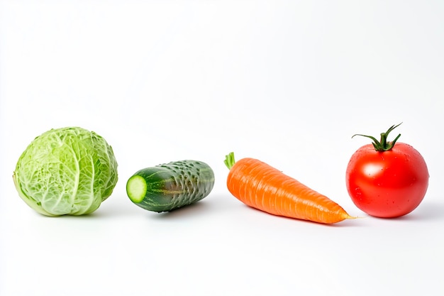 Photo three different vegetables are laying on a white surface