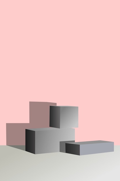 Three-dimensional geometric shapes in gray . modern style, podium for goods, art. space for text