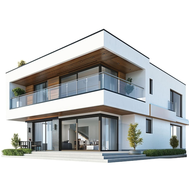 Three dimensional house model on white background