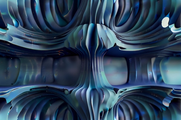 Three dimensional render of blue wavy pattern