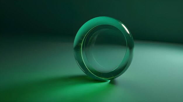 Photo three dimensional render of small sphere inside green ring