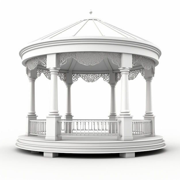 Photo three dimensional white background gazebo