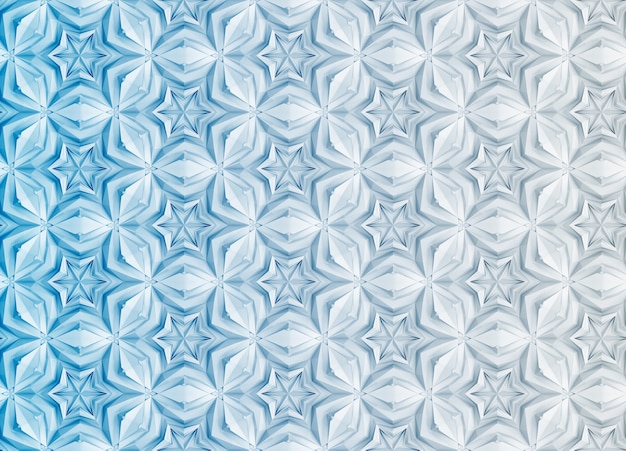 Three-dimensional white pattern with six-pointed colors