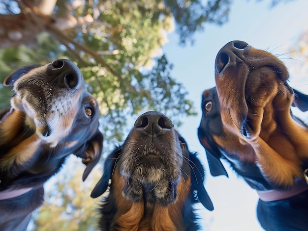 Photo three dogs looking at the camera with the words quot dogs quot on the bottom