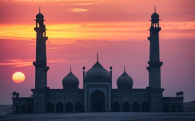 three domes of three mosques are shown in the background