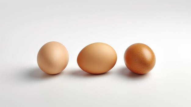 three eggs of different sizes are placed in a row.