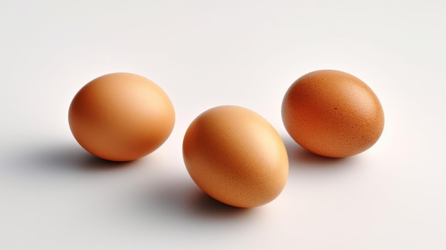 three eggs of different sizes are shown on a white background.