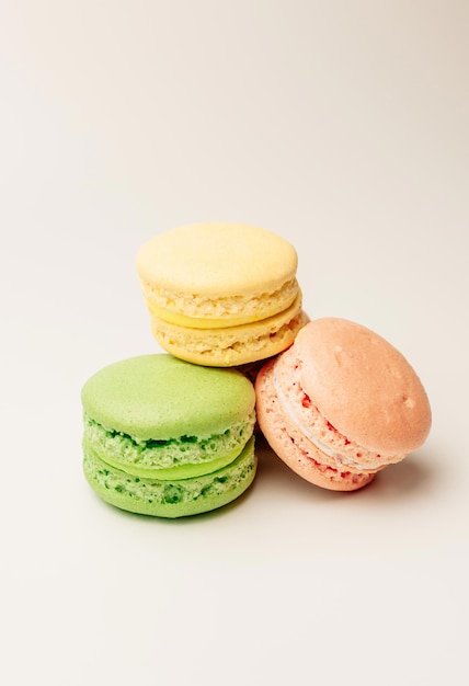 Three fresh colored macaroons