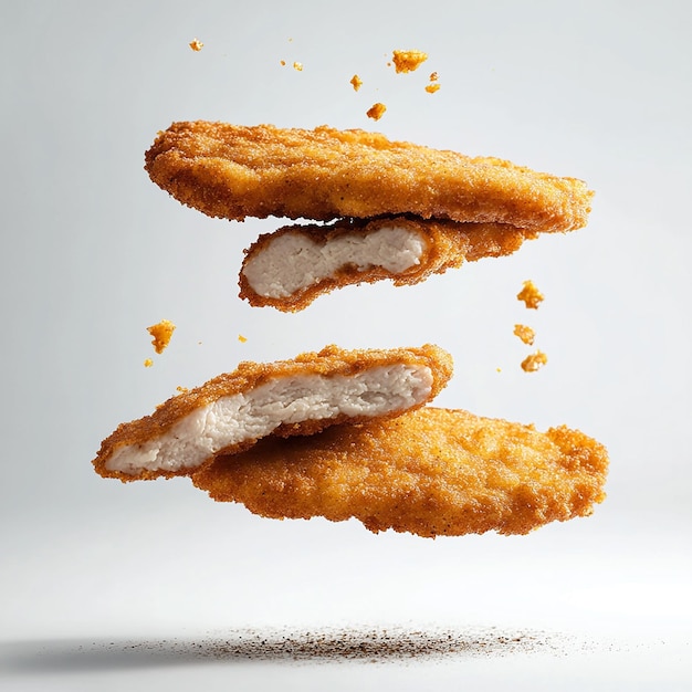 Photo three fried chicken nuggets are shown in the picture