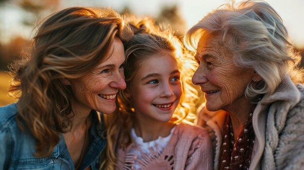 Photo three generations of femininity portrait of happy grandmother