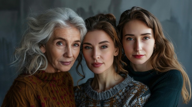 Three Generations of Women Embracing Family Bond and Heritage