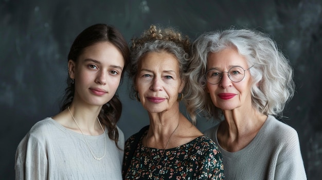 Photo three generations of women family aging and diversity