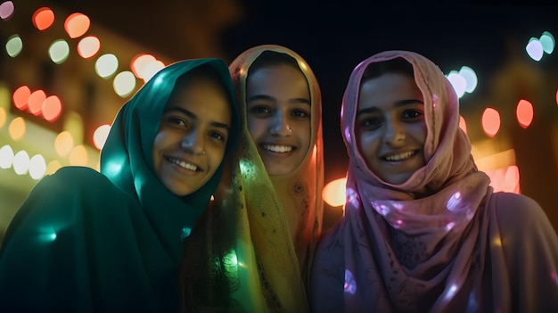 Three girls smiling at the camera