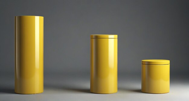 Photo three gold canisters with the words quot four quot on them