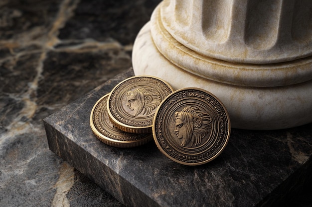 three gold coins with one that says quot the one on it quot