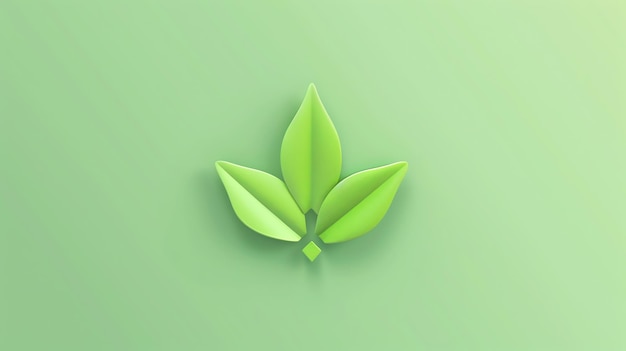 Three green leaves in a simple design on a green background