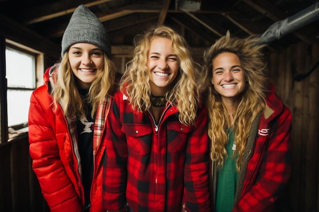 Three high school students joining hands together