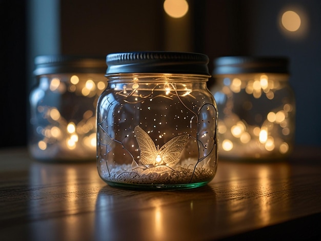 three jars of glass with a starfish on them one of which has a star on it