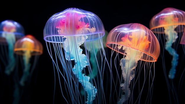 Photo three jellyfish are shown with one called jellyfish